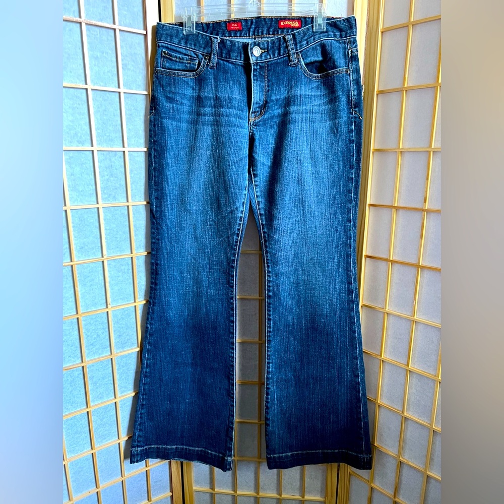 Express Blue Flare Wide Leg Jeans